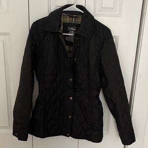 L.L. Bean Black Quilted Snap-Front Puffer Jacket